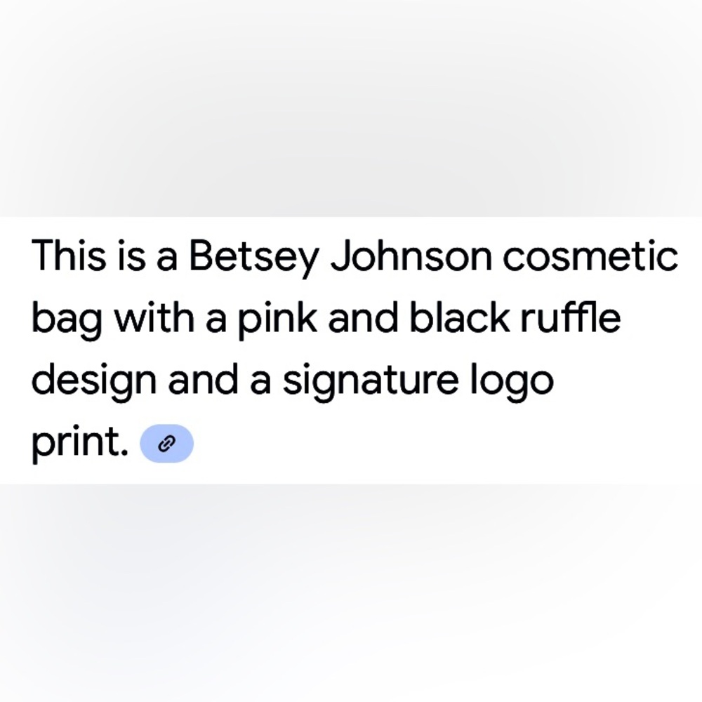 Betsey Johnson Pink and Black Signature Logo with Heart Cosmetic Toiletry Pouch - Picture 2 of 4